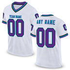 Custom White Purple Black-Teal Mesh Authentic Throwback Football Jersey