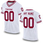 Custom White Maroon Mesh Authentic Throwback Football Jersey