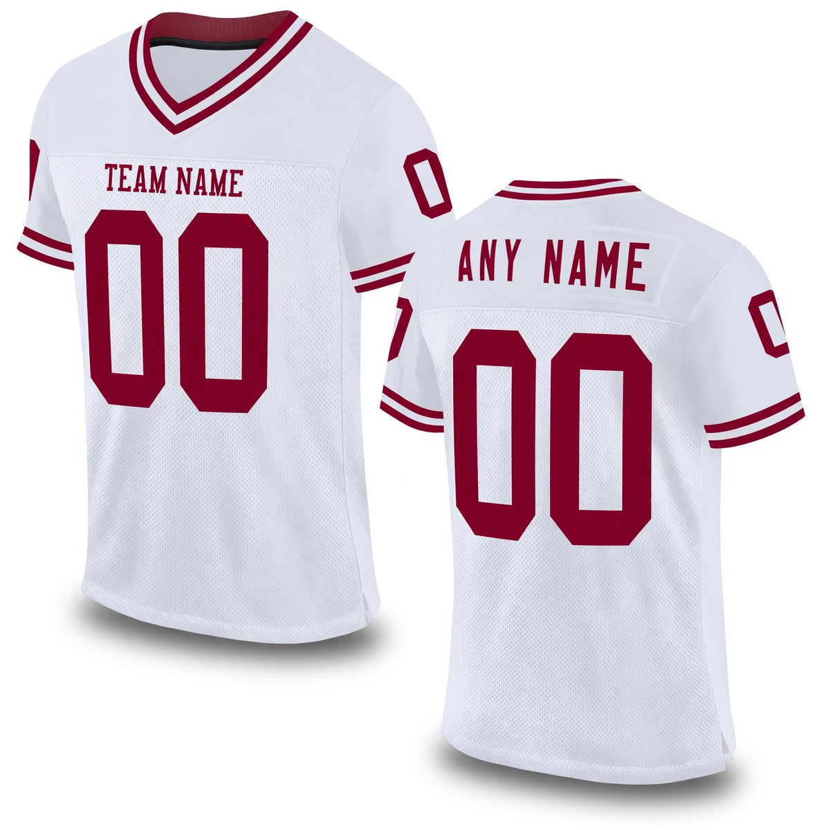 Custom White Maroon Mesh Authentic Throwback Football Jersey