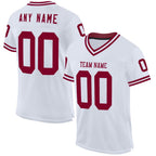 Custom White Maroon Mesh Authentic Throwback Football Jersey photo 1