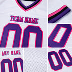 Custom White Purple Pink-Black Mesh Authentic Throwback Football Jersey detail