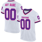 Custom White Purple Pink-Black Mesh Authentic Throwback Football Jersey photo 1
