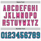 Custom White Teal Black-Pink Mesh Authentic Throwback Football Jersey photo 3