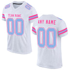 Custom White Light Blue-Pink Mesh Authentic Football Jersey