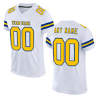 Custom White Yellow-Royal Mesh Authentic Football Jersey