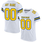 Custom White Yellow-Royal Mesh Authentic Football Jersey photo 1