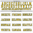 Custom White Yellow-Royal Mesh Authentic Football Jersey photo 2