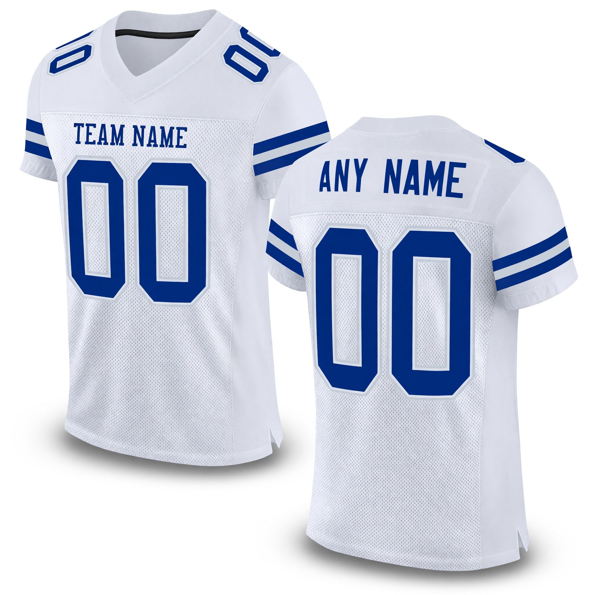 Custom White Royal-Silver Mesh Authentic Football Jersey