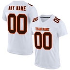 Custom White Brown-Orange Mesh Authentic Football Jersey photo 1