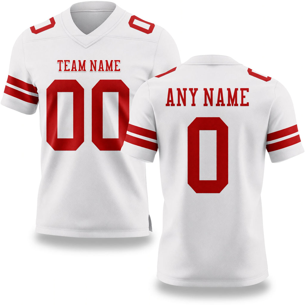 Custom White Red Authentic Football Jersey