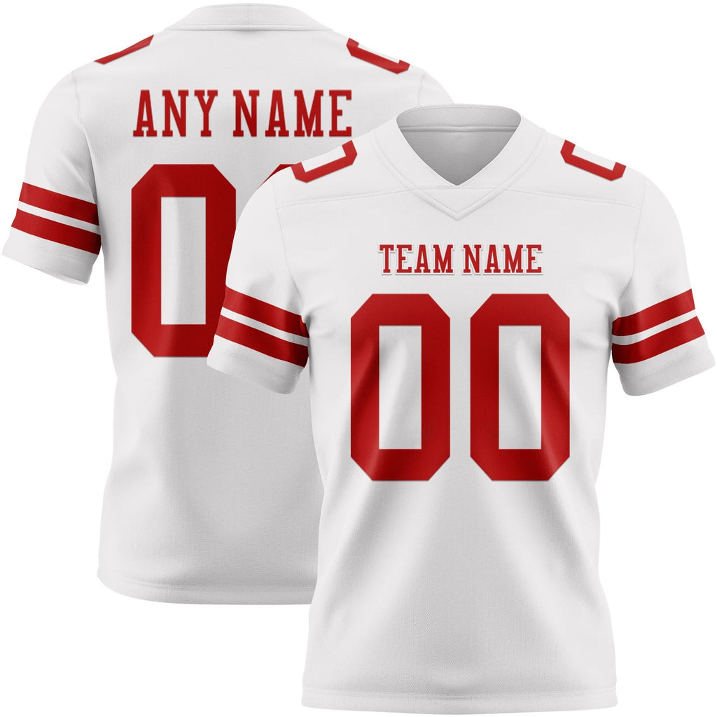 Custom White Red Authentic Football Jersey photo 1