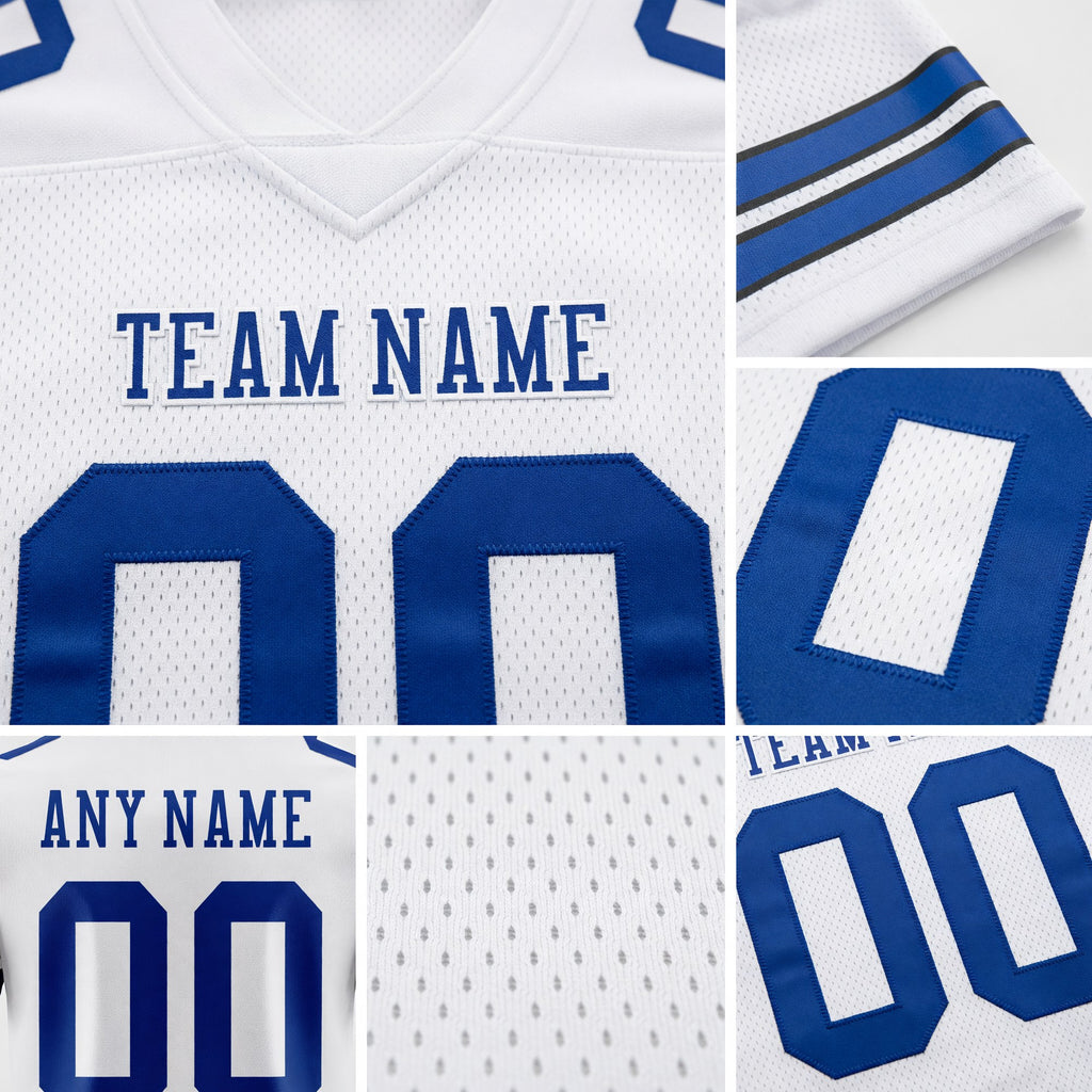 Custom White Royal Authentic Football Jersey detail