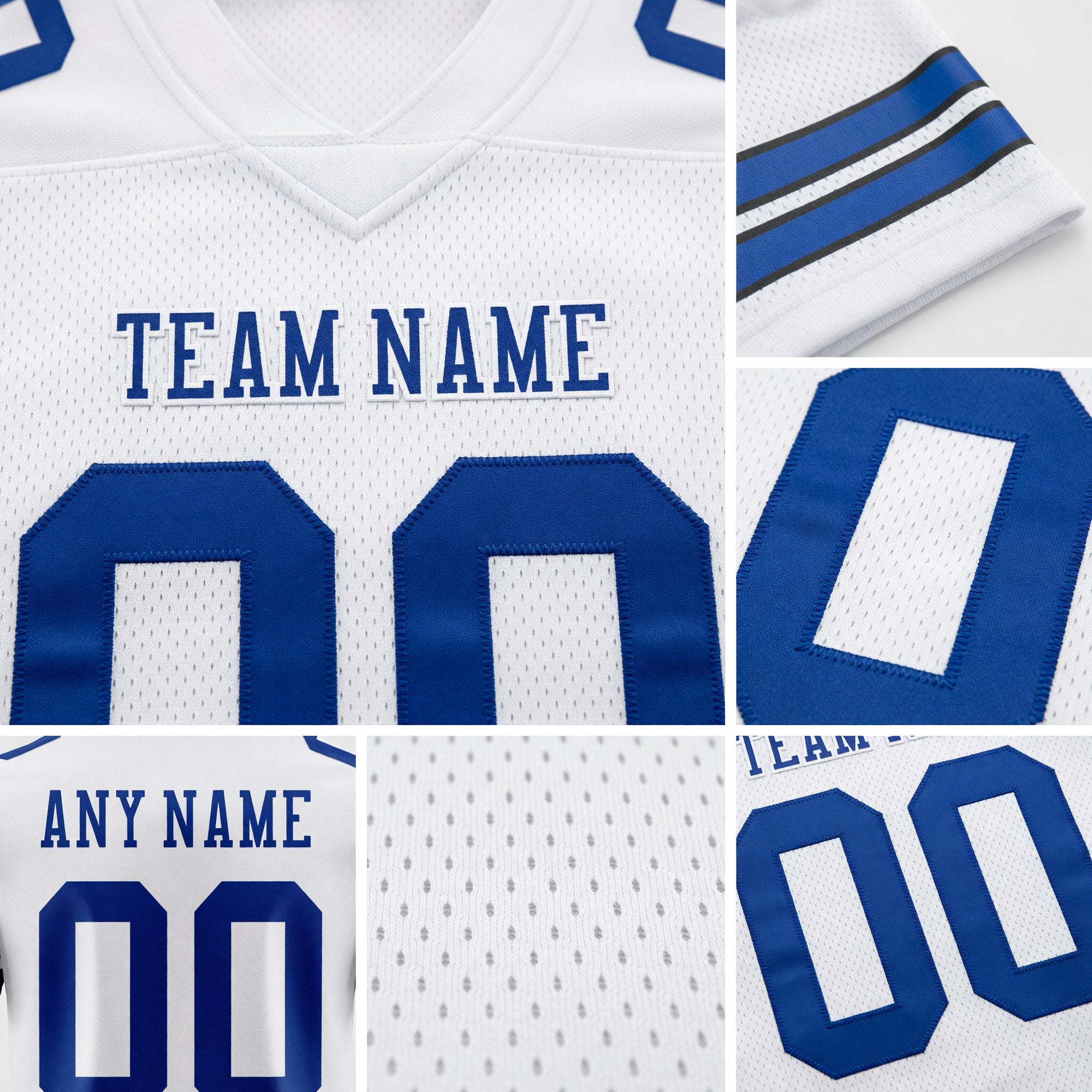 Custom White Royal Authentic Football Jersey detail