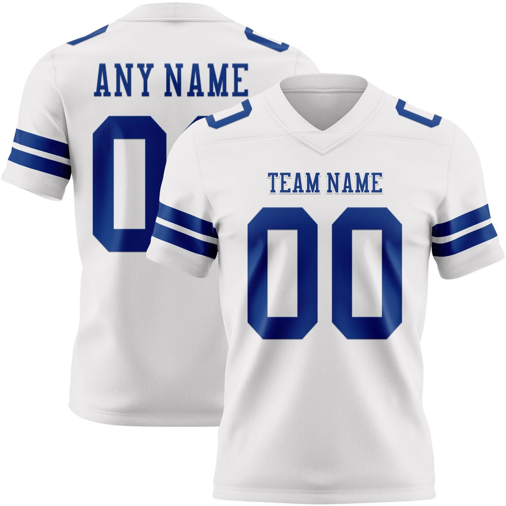 Custom White Royal Authentic Football Jersey photo 1