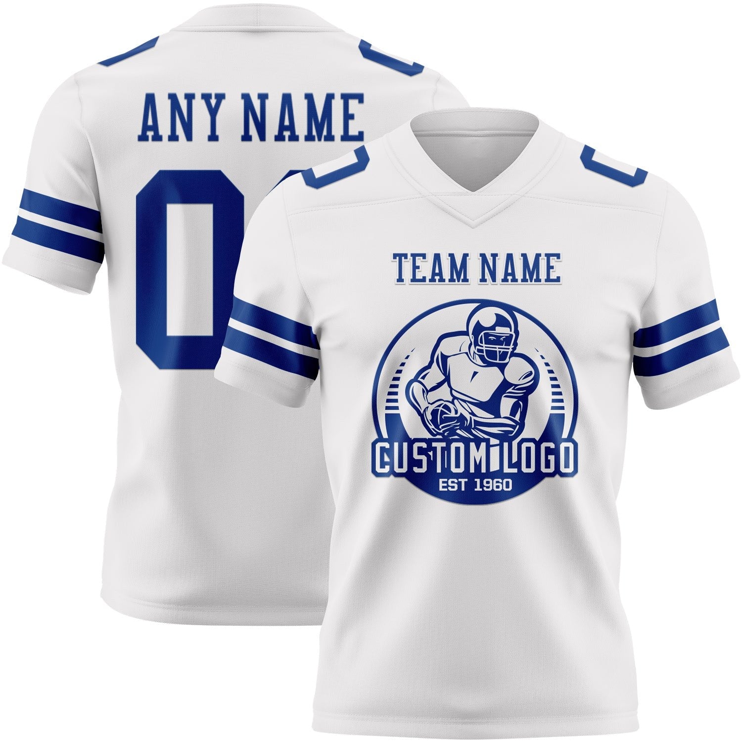 Custom White Royal Authentic Football Jersey photo 2