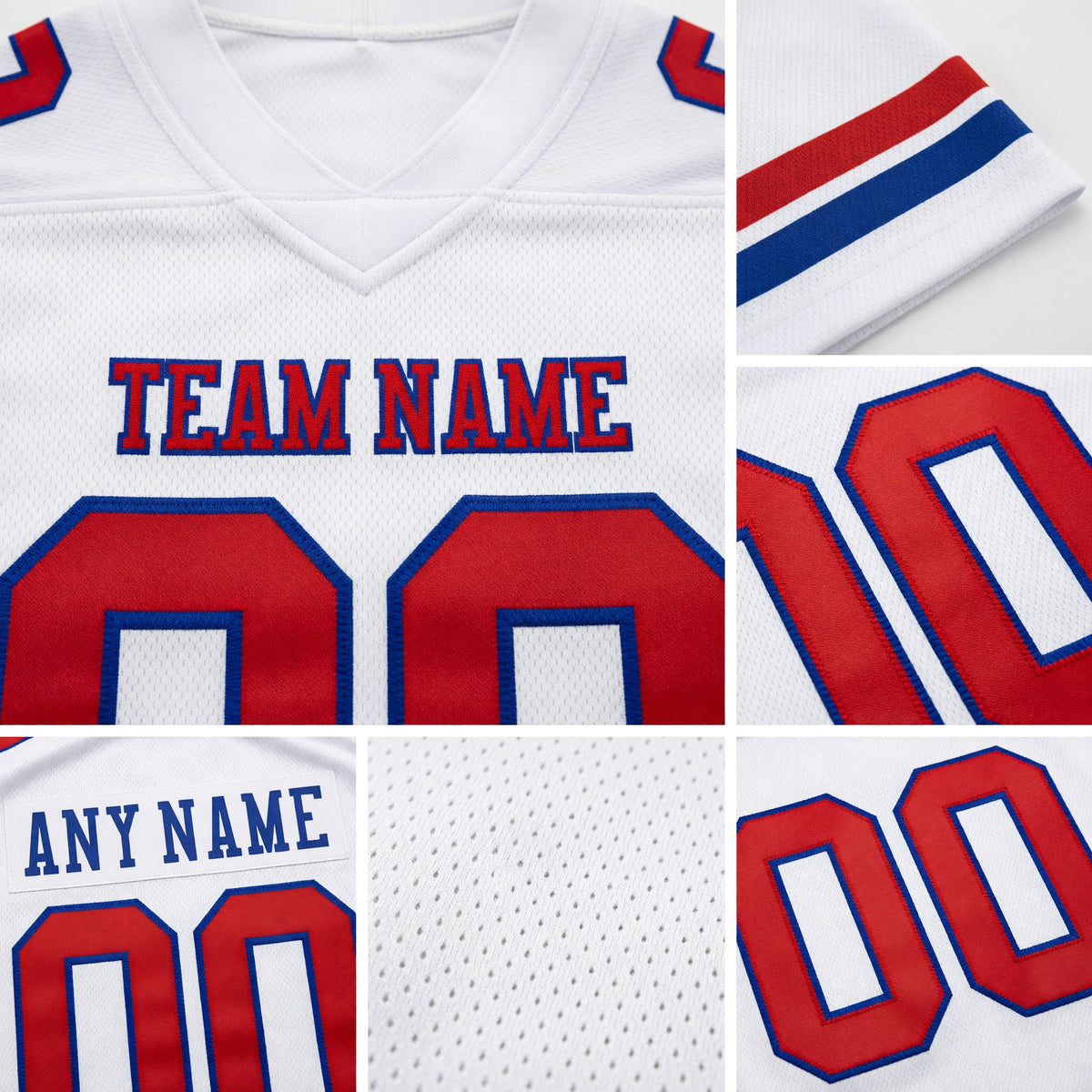 Custom White Red-Royal Authentic Football Jersey detail