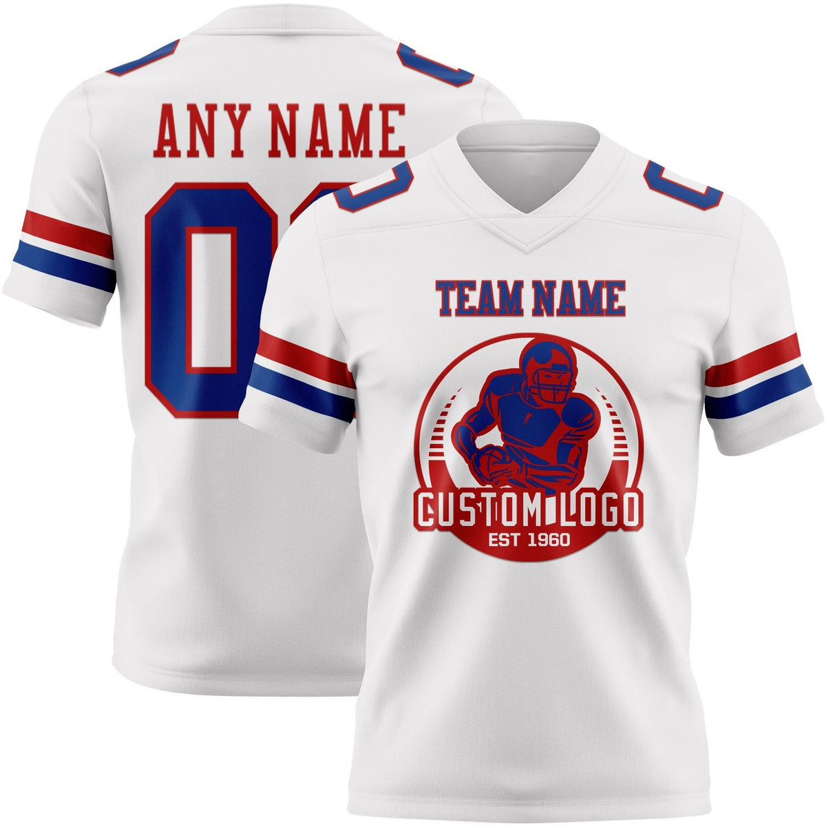 Custom White Royal-Red Authentic Football Jersey photo 2