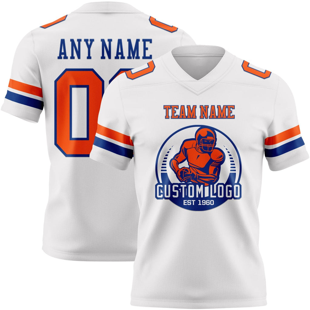 Custom White Orange-Royal Authentic Football Jersey photo 2