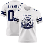 Custom White Navy Authentic Football Jersey photo 2