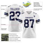 Custom White Navy Authentic Football Jersey photo 3