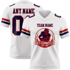 Custom White Navy-Red Authentic Football Jersey photo 2