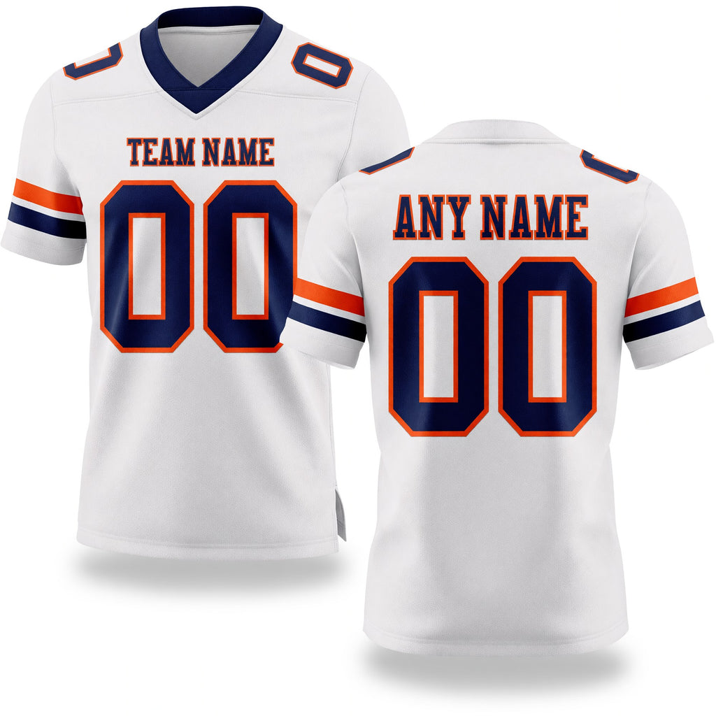 Custom White Navy-Orange Authentic Football Jersey