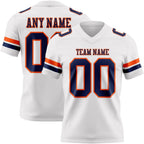 Custom White Navy-Orange Authentic Football Jersey photo 1
