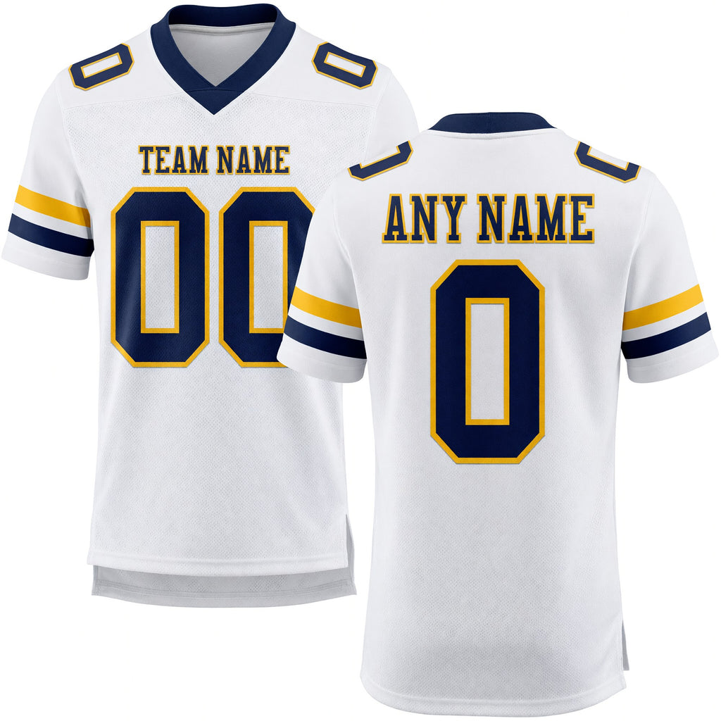 Custom White Navy-Gold Authentic Football Jersey