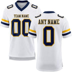 Custom White Navy-Gold Authentic Football Jersey