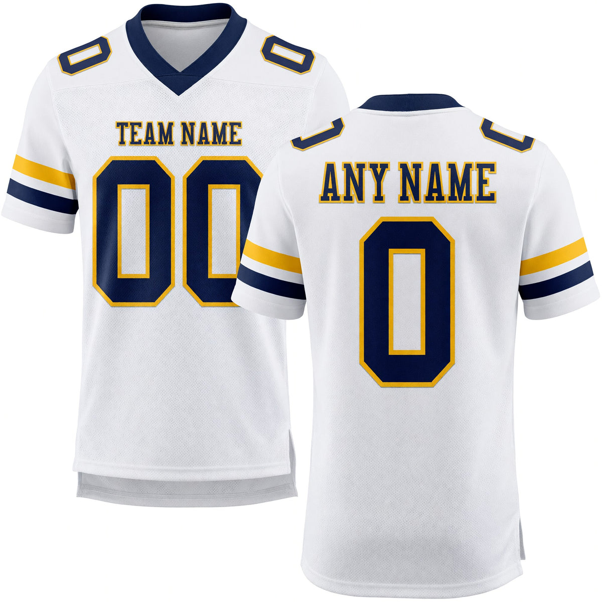 Custom White Navy-Gold Authentic Football Jersey
