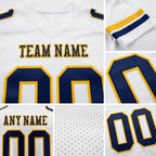 Custom White Navy-Gold Authentic Football Jersey detail