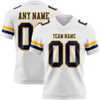 Custom White Navy-Gold Authentic Football Jersey photo 1