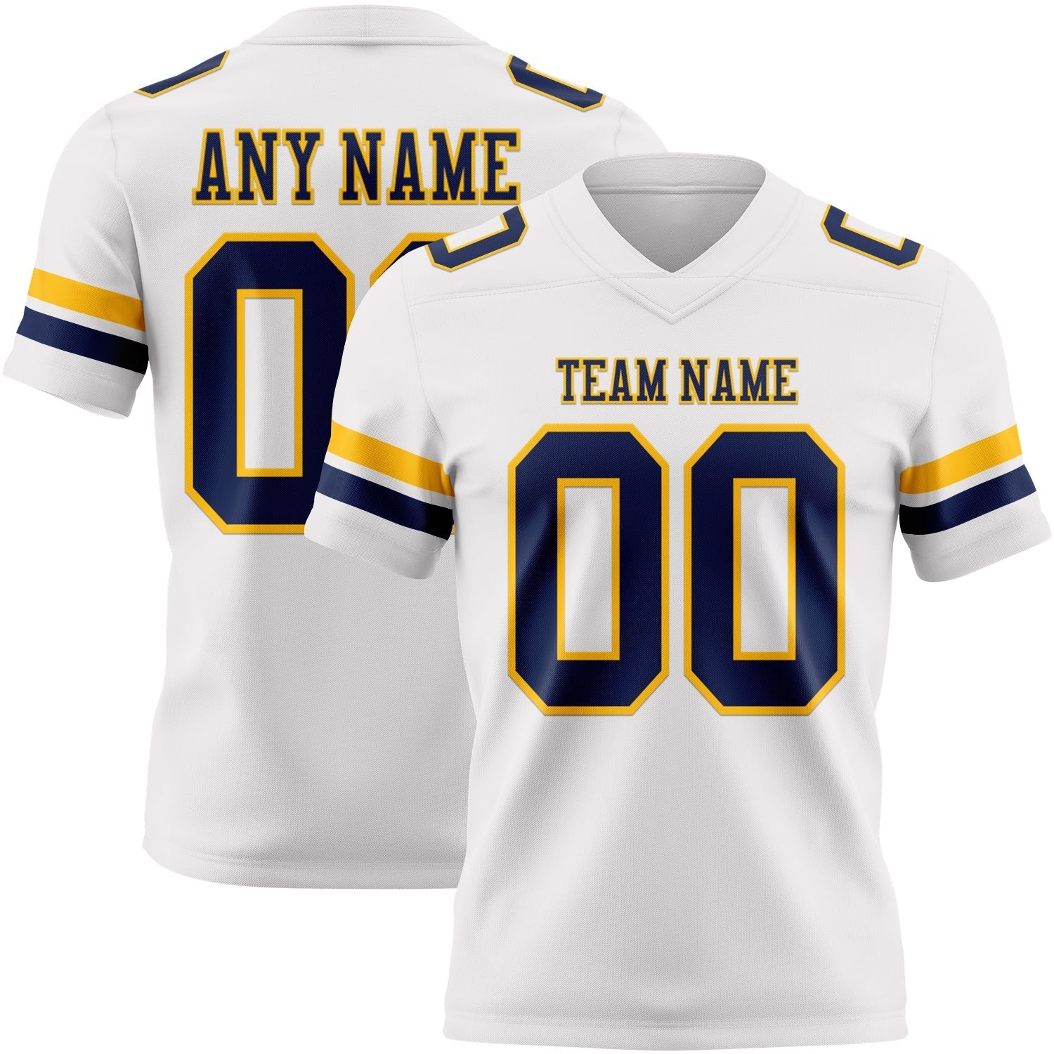 Custom White Navy-Gold Authentic Football Jersey photo 1