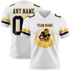 Custom White Navy-Gold Authentic Football Jersey photo 2