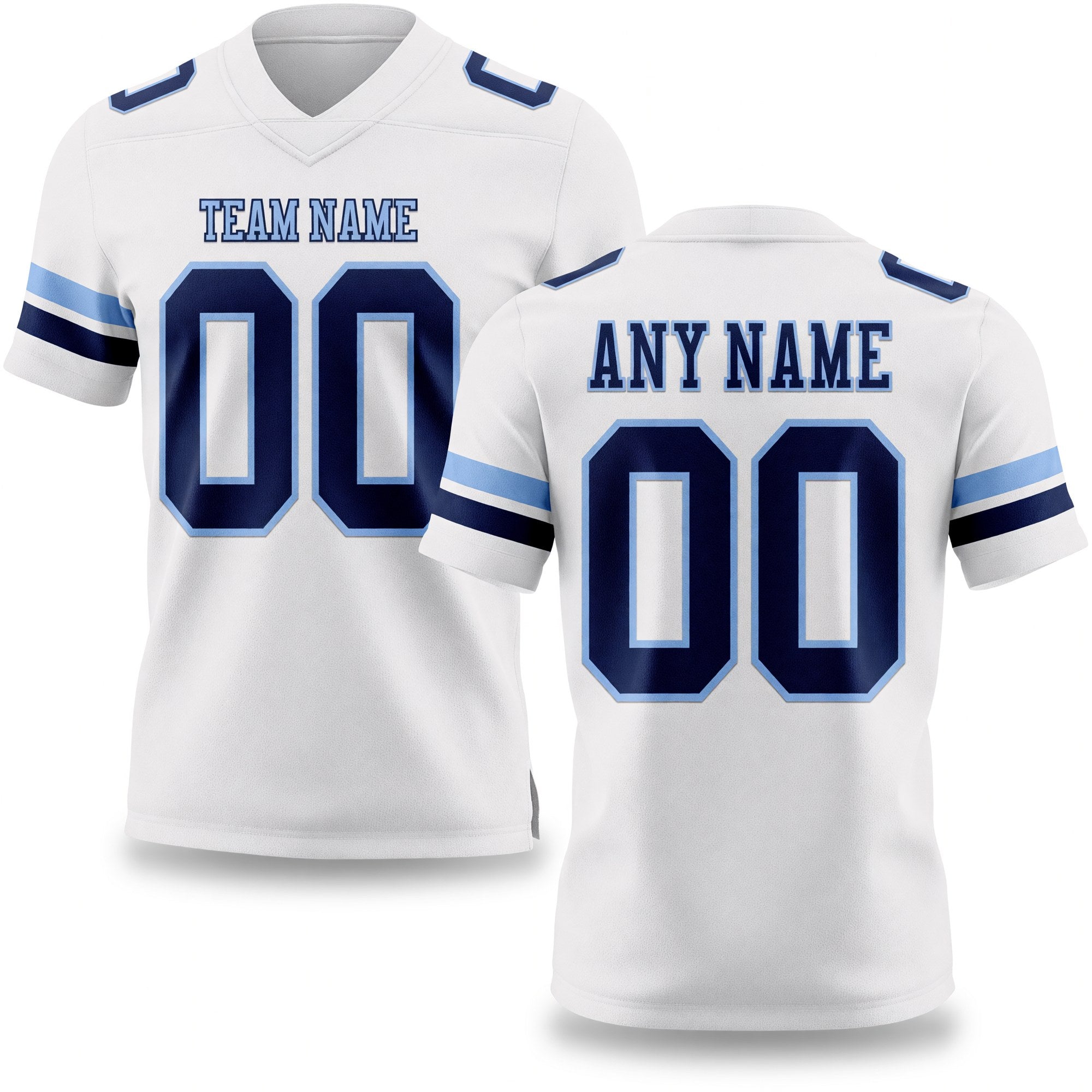 Custom White Navy-Light Blue Authentic Football Jersey