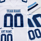 Custom White Navy-Light Blue Authentic Football Jersey detail