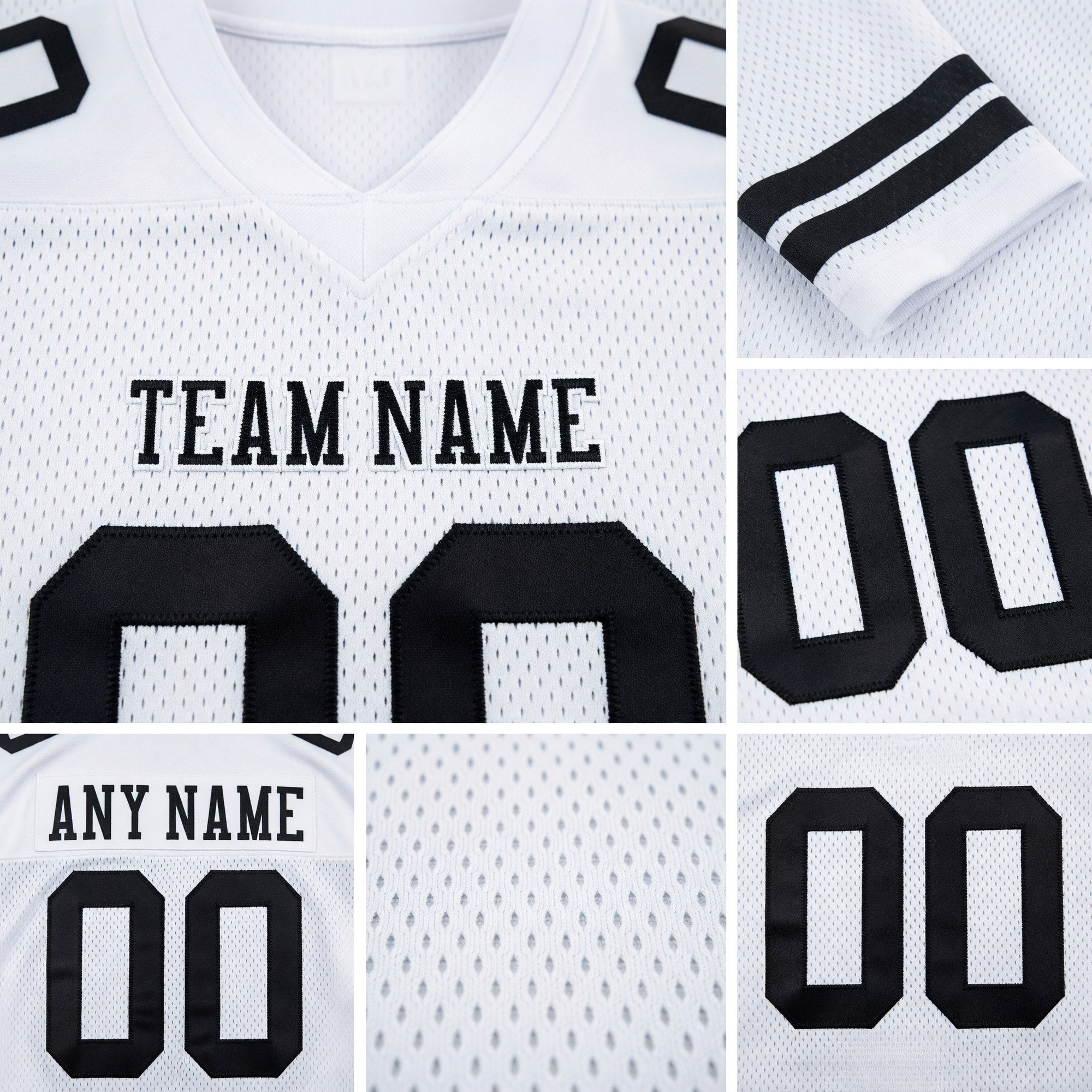 Custom White Black Authentic Football Jersey detail
