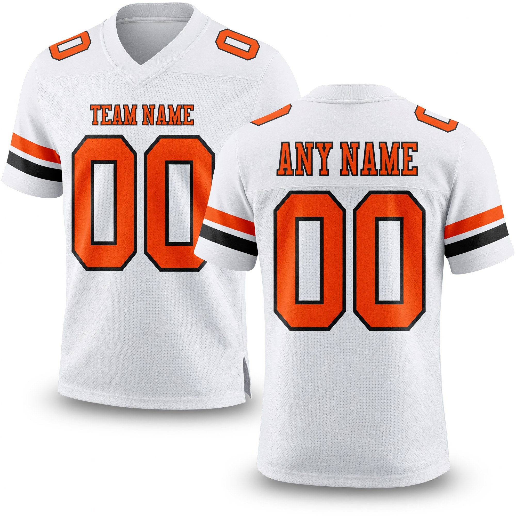 Custom White Orange-Black Authentic Football Jersey