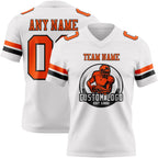 Custom White Orange-Black Authentic Football Jersey photo 2