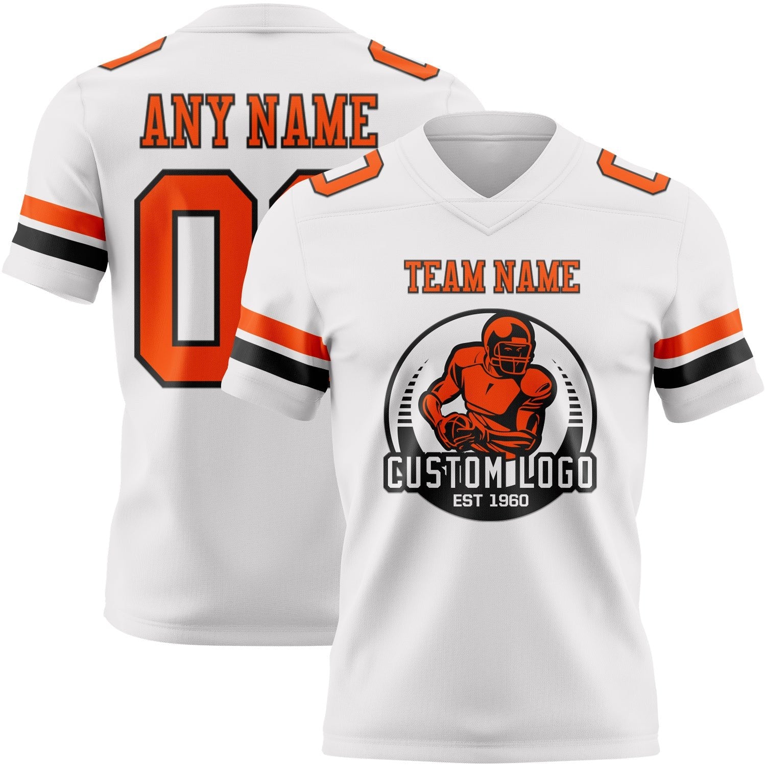 Custom White Orange-Black Authentic Football Jersey photo 2