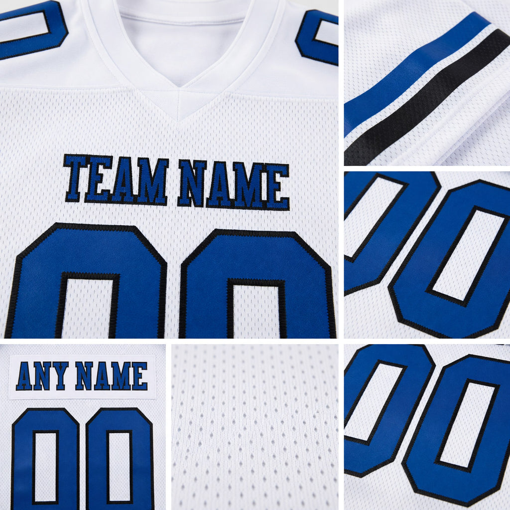 Custom White Royal-Black Authentic Football Jersey detail