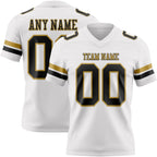 Custom White Black-Old Gold Authentic Football Jersey photo 1