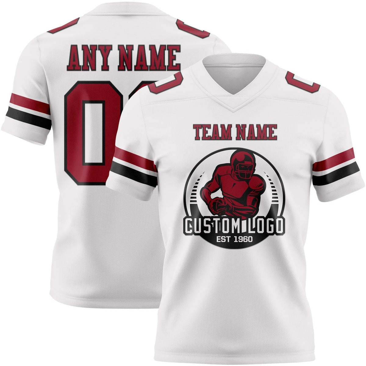 Custom White Cardinal-Black Authentic Football Jersey photo 2