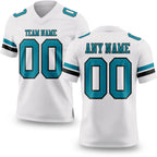 Custom White Teal-Black Authentic Football Jersey