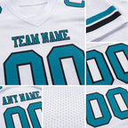 Custom White Teal-Black Authentic Football Jersey detail