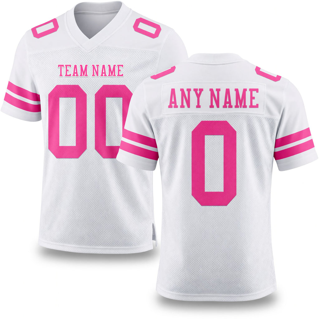 Custom White Pink Authentic Football Jersey