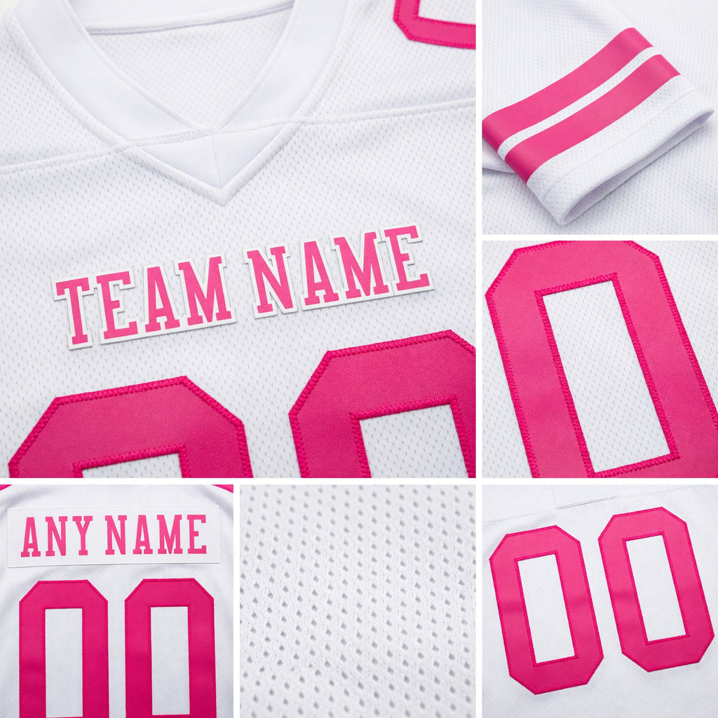 Custom White Pink Authentic Football Jersey detail