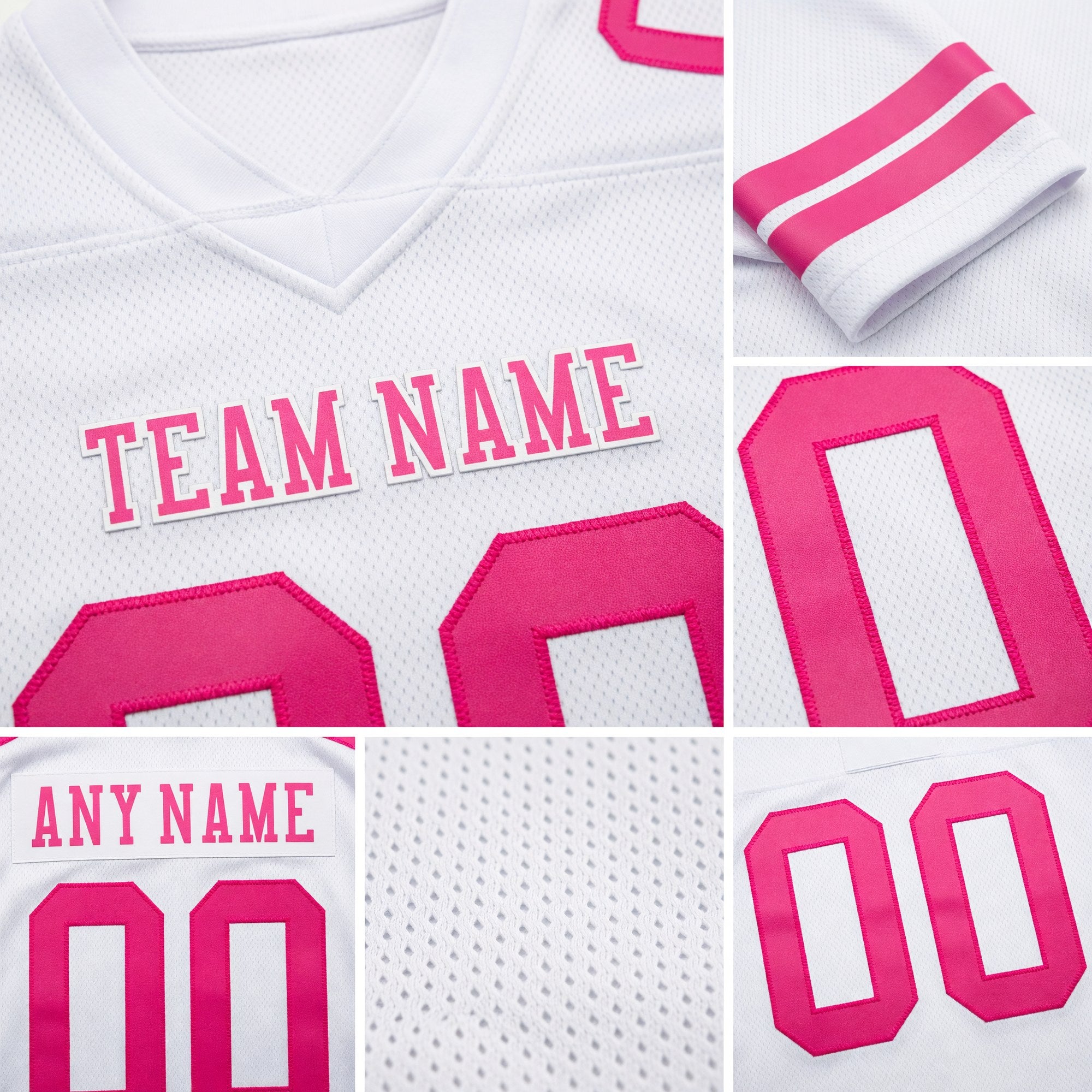 Custom White Pink Authentic Football Jersey detail