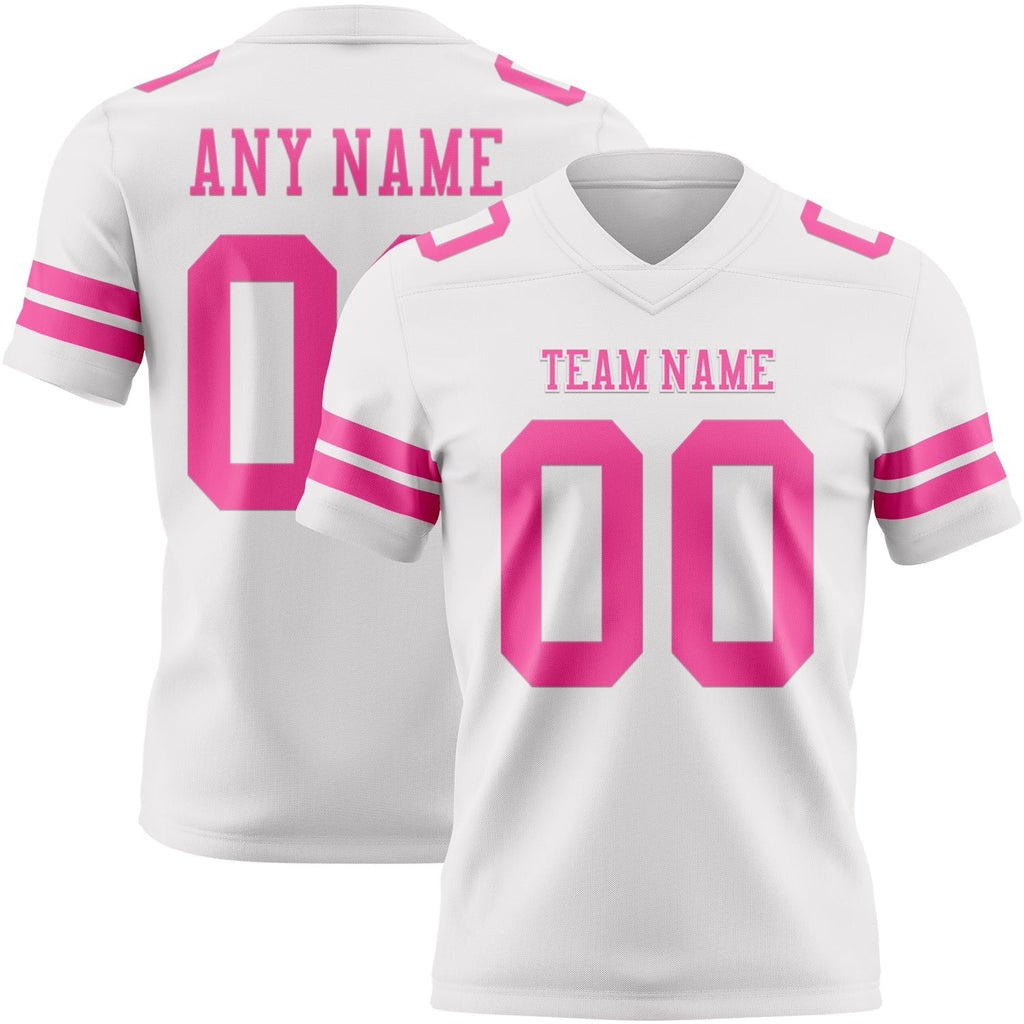 Custom White Pink Authentic Football Jersey photo 1