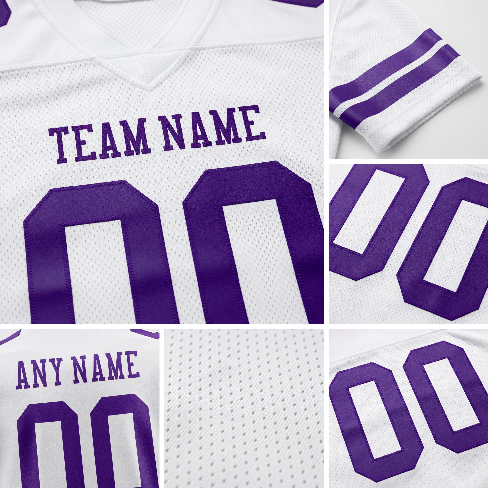 Custom White Purple Authentic Football Jersey detail